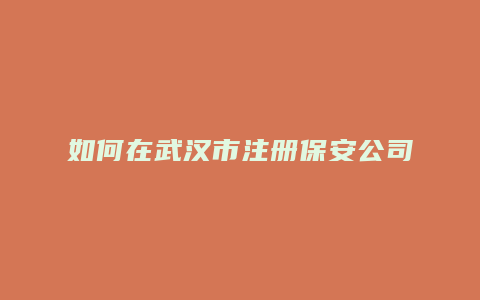 如何在武汉市注册保安公司