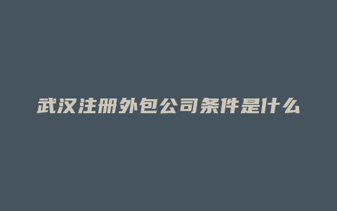 武汉注册外包公司条件是什么