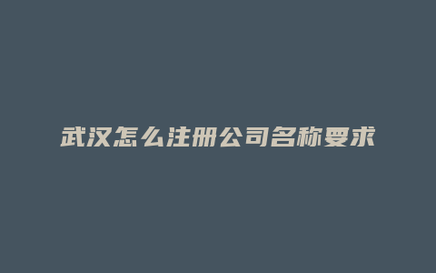 武汉怎么注册公司名称要求