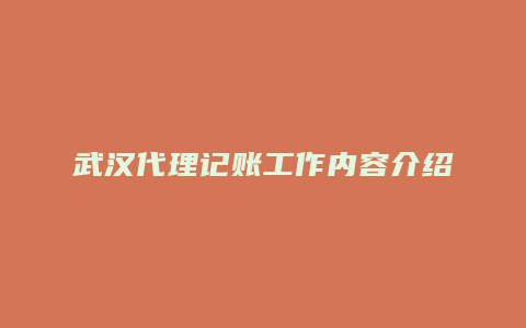 武汉代理记账工作内容介绍