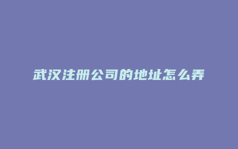 武汉注册公司的地址怎么弄