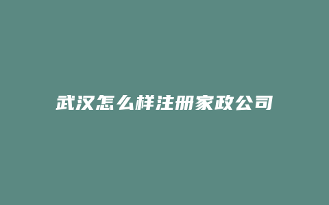 武汉怎么样注册家政公司