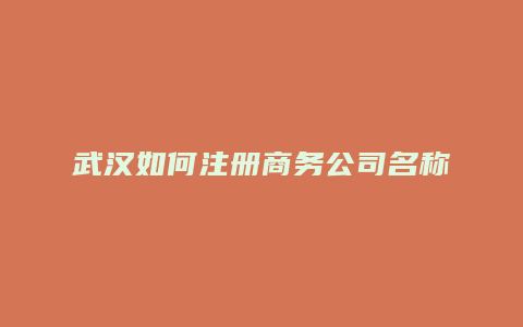 武汉如何注册商务公司名称