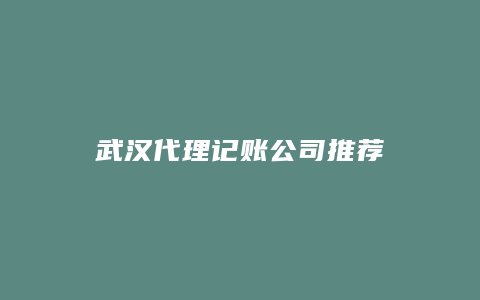 武汉代理记账公司推荐