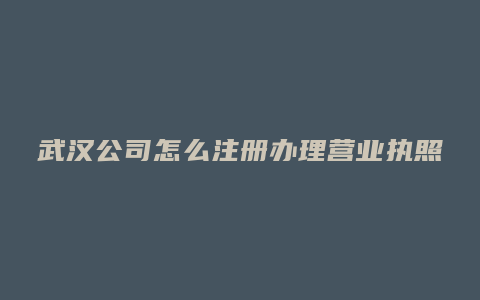 武汉公司怎么注册办理营业执照