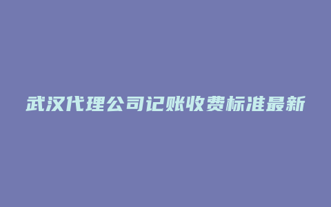 武汉代理公司记账收费标准最新