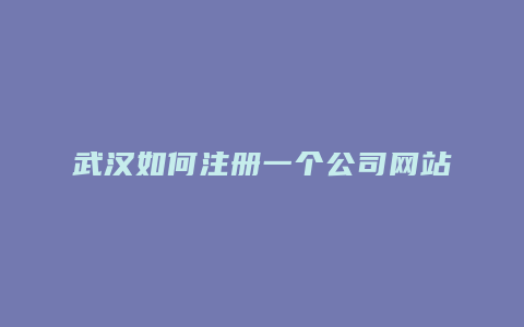 武汉如何注册一个公司网站