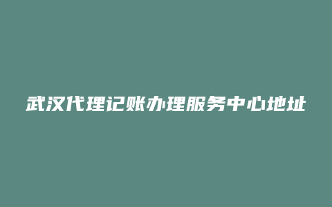 武汉代理记账办理服务中心地址