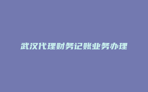 武汉代理财务记账业务办理