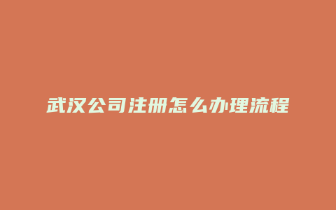 武汉公司注册怎么办理流程