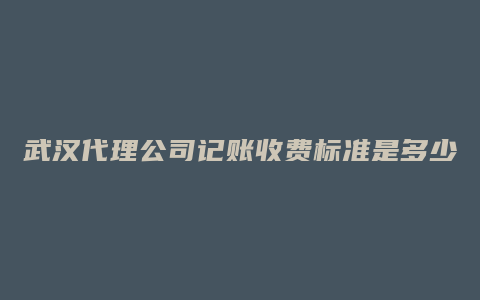 武汉代理公司记账收费标准是多少