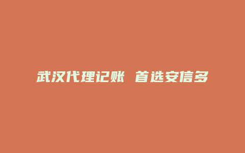 武汉代理记账 首选安信多