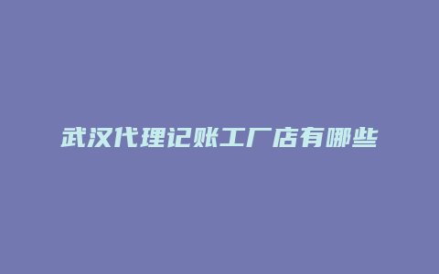 武汉代理记账工厂店有哪些