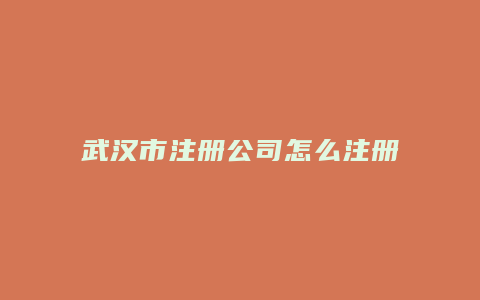 武汉市注册公司怎么注册