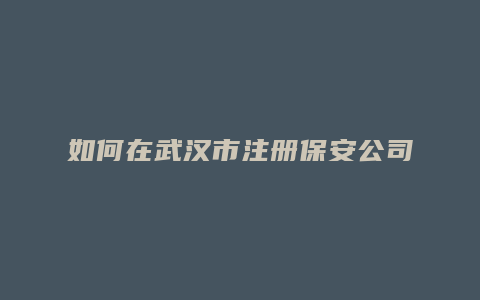 如何在武汉市注册保安公司