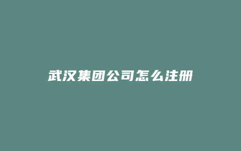 武汉集团公司怎么注册