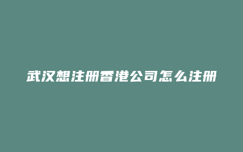 武汉想注册香港公司怎么注册