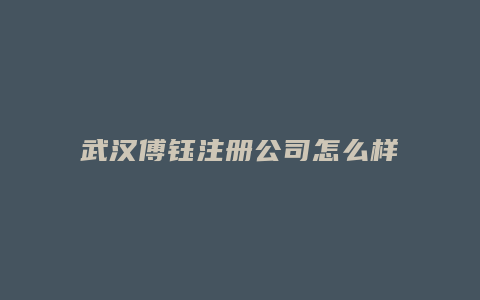 武汉傅钰注册公司怎么样