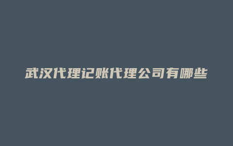 武汉代理记账代理公司有哪些