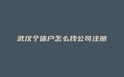 武汉个体户怎么找公司注册