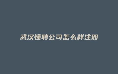 武汉懂聘公司怎么样注册