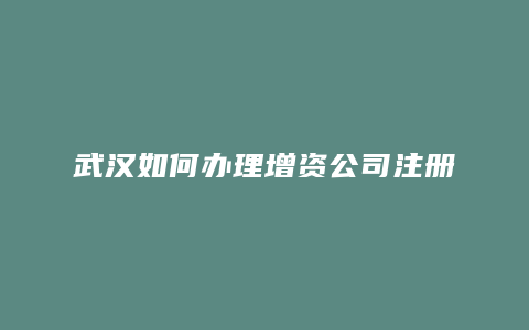 武汉如何办理增资公司注册