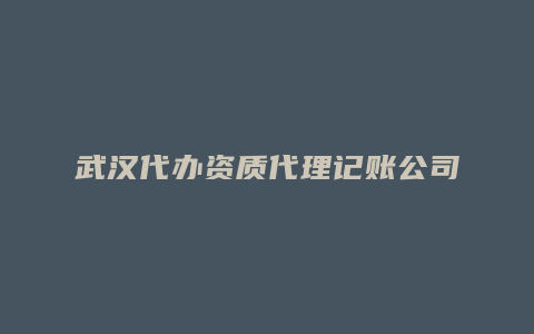 武汉代办资质代理记账公司