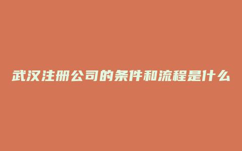 武汉注册公司的条件和流程是什么