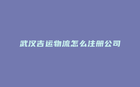 武汉吉运物流怎么注册公司