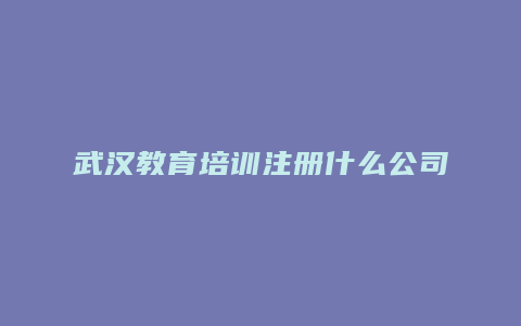 武汉教育培训注册什么公司