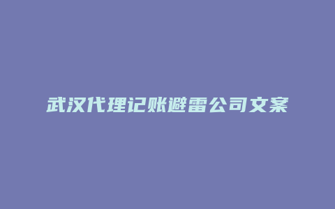 武汉代理记账避雷公司文案