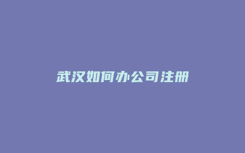 武汉如何办公司注册