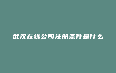 武汉在线公司注册条件是什么